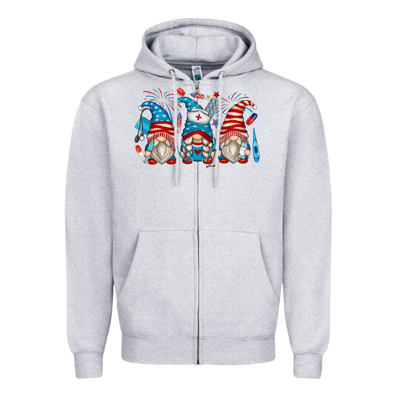 American Nurse Gnomes Zipper Hoodie by Zillion Design Studio | Teevron