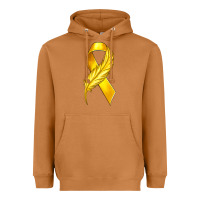 Meerkat Childhood Cancer Ribbon with Feather Heavyweight Hoodie - texasbilliewilder