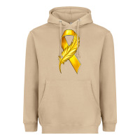 Mushroom Childhood Cancer Ribbon with Feather Heavyweight Hoodie - texasbilliewilder