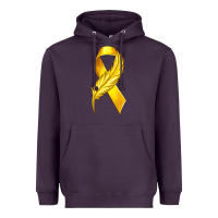 Plum Childhood Cancer Ribbon with Feather Heavyweight Hoodie - texasbilliewilder
