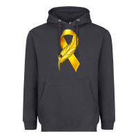 Smoke Childhood Cancer Ribbon with Feather Heavyweight Hoodie - texasbilliewilder