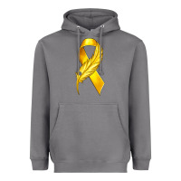 Storm Childhood Cancer Ribbon with Feather Heavyweight Hoodie - texasbilliewilder