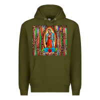 Army Green our lady of Guadalupe serape Premium Hoodie - BarkalooDesign