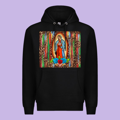 Our Lady Of Guadalupe Serape Premium Hoodie Designed By Barkaloodesign