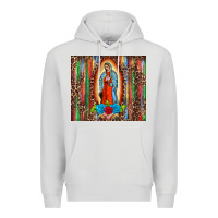 Dove Grey our lady of Guadalupe serape Premium Hoodie - BarkalooDesign