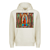 Oatmeal Heather our lady of Guadalupe serape Premium Hoodie - BarkalooDesign
