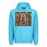 Ocean Blue our lady of Guadalupe serape Premium Hoodie - BarkalooDesign