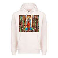 Pale Pink our lady of Guadalupe serape Premium Hoodie - BarkalooDesign