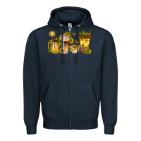Navy sunflower coffee cups Zipper Hoodie - texasbilliewilder