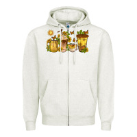 Oatmeal Heather sunflower coffee cups Zipper Hoodie - texasbilliewilder