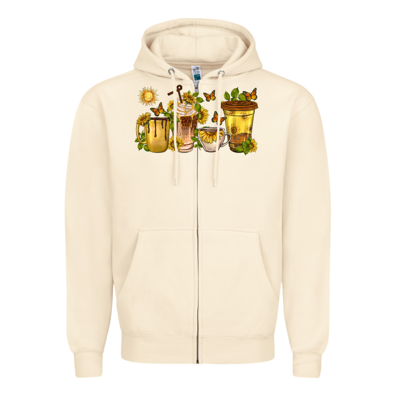 Sunflower Coffee Cups Zipper Hoodie by texasbilliewilder | Teevron