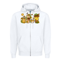 White sunflower coffee cups Zipper Hoodie - texasbilliewilder
