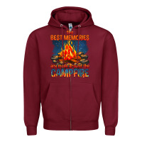 Burgundy the best memories are made around the campfire Zipper Hoodie - texasbilliewilder