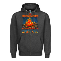Charcoal Heather the best memories are made around the campfire Zipper Hoodie - texasbilliewilder