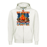 Oatmeal Heather the best memories are made around the campfire Zipper Hoodie - texasbilliewilder