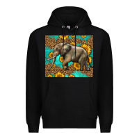 Black western sunflowers elephant Premium Hoodie - LillyAllenDesigns