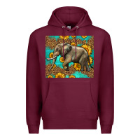 Burgundy western sunflowers elephant Premium Hoodie - LillyAllenDesigns
