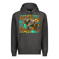 Charcoal Heather western sunflowers elephant Premium Hoodie - LillyAllenDesigns