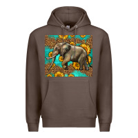 Coffee western sunflowers elephant Premium Hoodie - LillyAllenDesigns