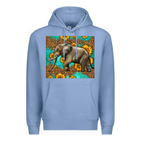 Colony Blue western sunflowers elephant Premium Hoodie - LillyAllenDesigns