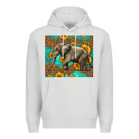 Dove Grey western sunflowers elephant Premium Hoodie - LillyAllenDesigns
