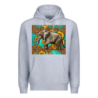 Heather Grey western sunflowers elephant Premium Hoodie - LillyAllenDesigns