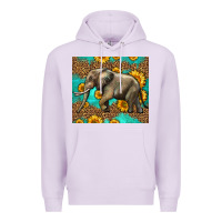 Lilac western sunflowers elephant Premium Hoodie - LillyAllenDesigns