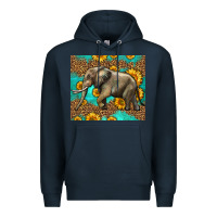 Navy western sunflowers elephant Premium Hoodie - LillyAllenDesigns