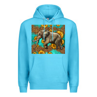 Ocean Blue western sunflowers elephant Premium Hoodie - LillyAllenDesigns