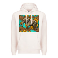 Pale Pink western sunflowers elephant Premium Hoodie - LillyAllenDesigns