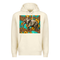 Sandshell western sunflowers elephant Premium Hoodie - LillyAllenDesigns