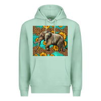 Seafoam western sunflowers elephant Premium Hoodie - LillyAllenDesigns