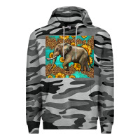Slate Camo western sunflowers elephant Premium Hoodie - LillyAllenDesigns