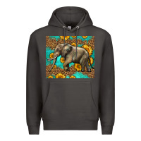 Smoke western sunflowers elephant Premium Hoodie - LillyAllenDesigns