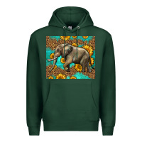 Sports Green western sunflowers elephant Premium Hoodie - LillyAllenDesigns