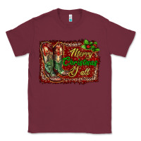 Burgundy Merry Christmas Y'all Boots Classic Tee - RanaPortraitStore