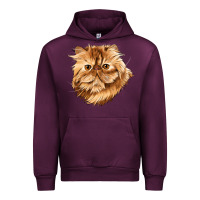 Mauve Wine Persian Cat Face Urban Hoodie - LillyAllenDesigns