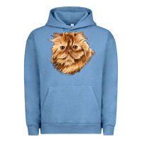 Pigment Pebble Blue Persian Cat Face Urban Hoodie - LillyAllenDesigns
