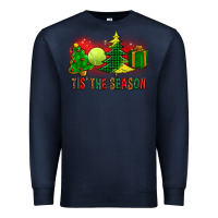 Navy tis the season christmas with tennis ball and tree cookie Premium Sweatshirt - FaDigitalArtStudio