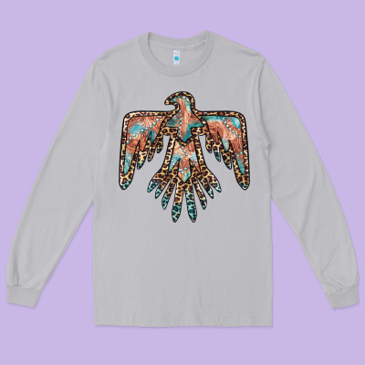 Thunderbird Leopard Leather Long Sleeve Tee Designed By Barkaloodesign