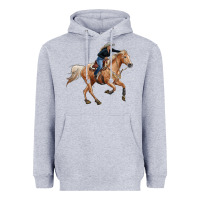 Heather Grey horse body with cowgirl Heavyweight Hoodie - RanaPortraitStore