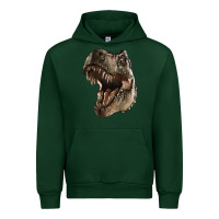 Forest Green Tyrannosaurus T Rex Face Urban Hoodie - LillyAllenDesigns