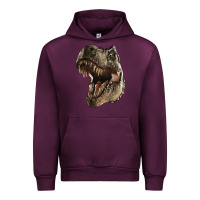 Mauve Wine Tyrannosaurus T Rex Face Urban Hoodie - LillyAllenDesigns