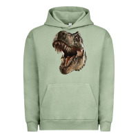 Pigment Oil Green Tyrannosaurus T Rex Face Urban Hoodie - LillyAllenDesigns