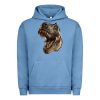 Pigment Pebble Blue Tyrannosaurus T Rex Face Urban Hoodie - LillyAllenDesigns