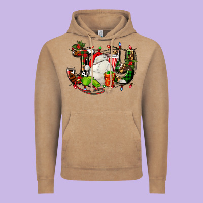 Joy With Volleyball And Santa's Hat Vintage Hoodie Designed By Adodesignshop