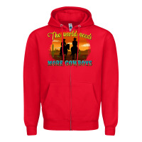 Red the world needs more cowboys Zipper Hoodie - texasbilliewilder