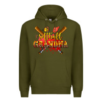 Army Green softball grandma Premium Hoodie - AdoDesignShop
