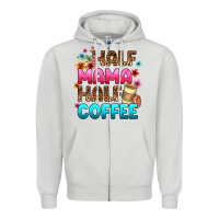 Dove Grey half mama half coffee Zipper Hoodie - Zillion Design Studio