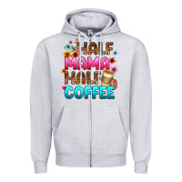 Heather Grey half mama half coffee Zipper Hoodie - Zillion Design Studio